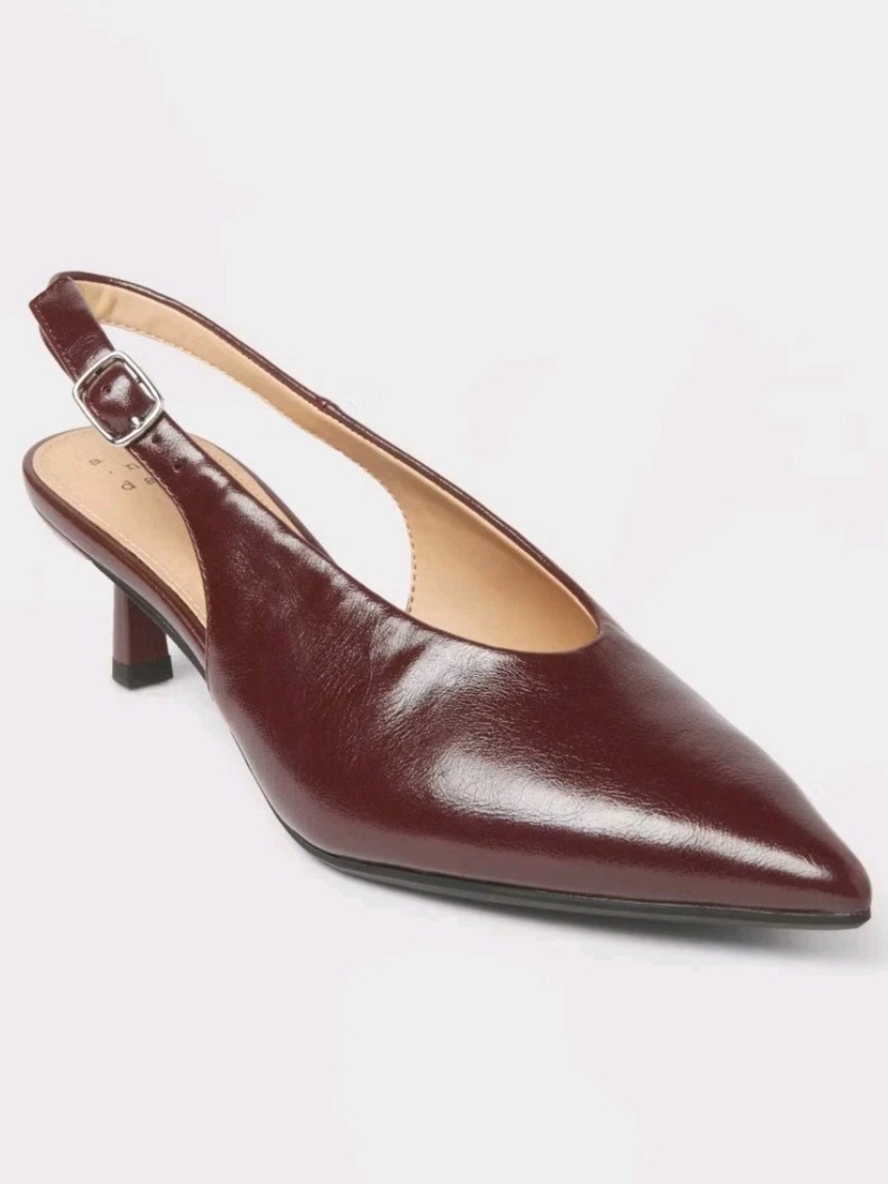 A New Day Samantha Women's Pointed Slingback Kitten Heel in Burgundy